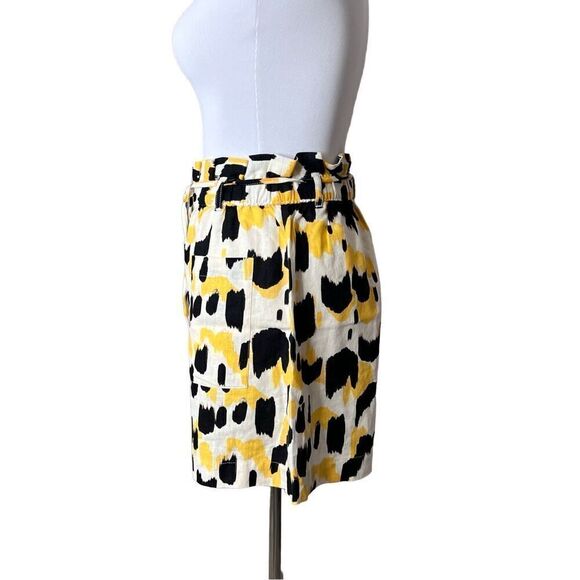 Who What Wear Linen Paperbag Shorts Yellow Animal Print sz XS NWOT - Picture 3 of 13